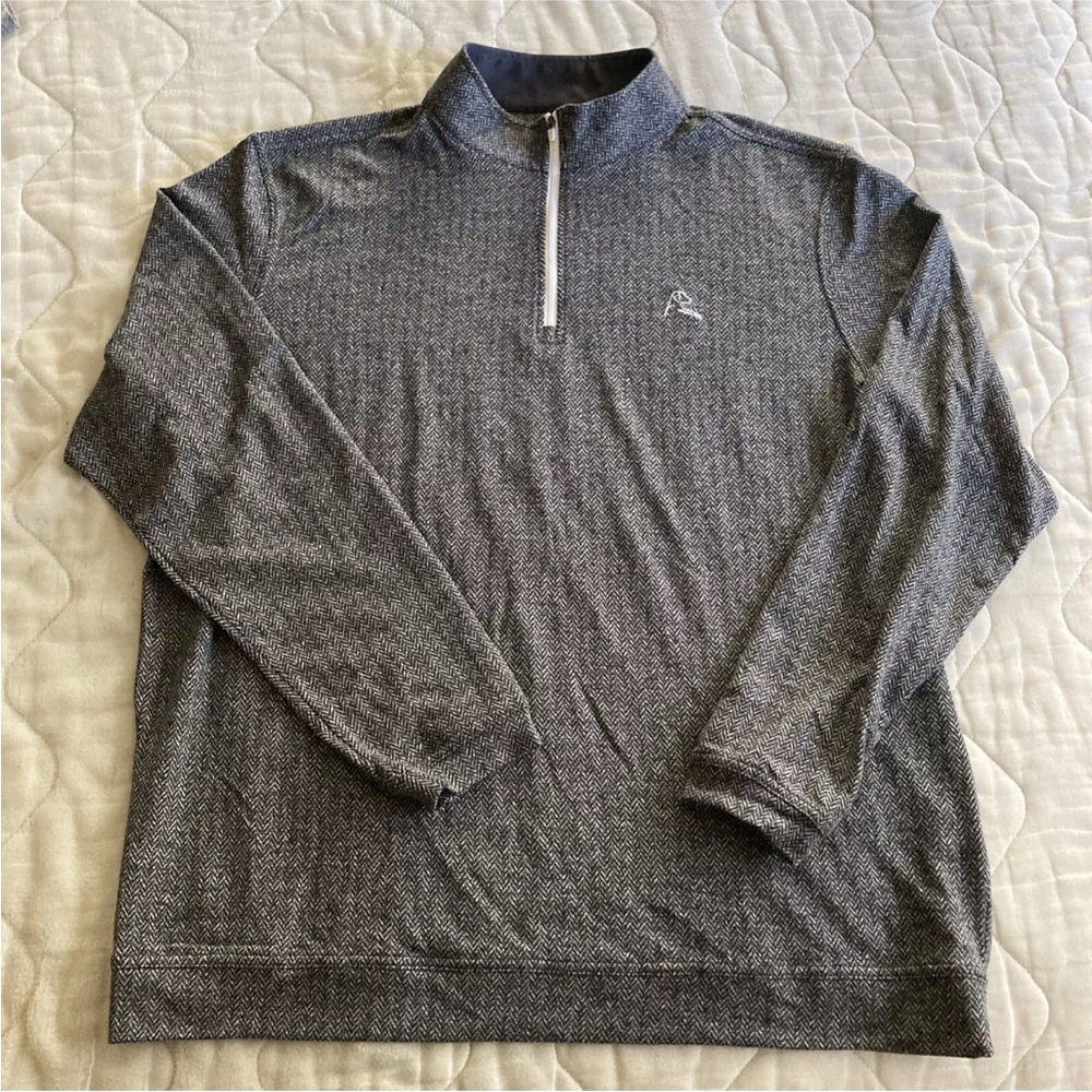 Rhoback Mens Herringbone 1/4 Zip Golf Dark Gray Sweater Size XL Pullover